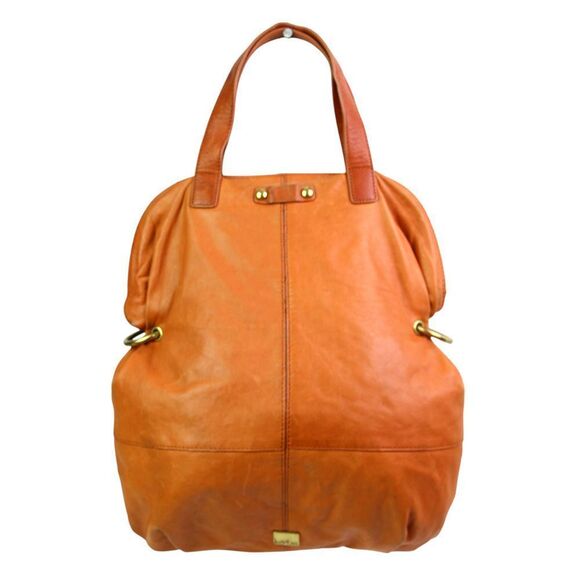 ROOMY Kooba TAN BROWN REAL LEATHER FRAME SHOULDER BAG TOTE HOBO HANDBAG SATCHEL - Picture 5 of 14